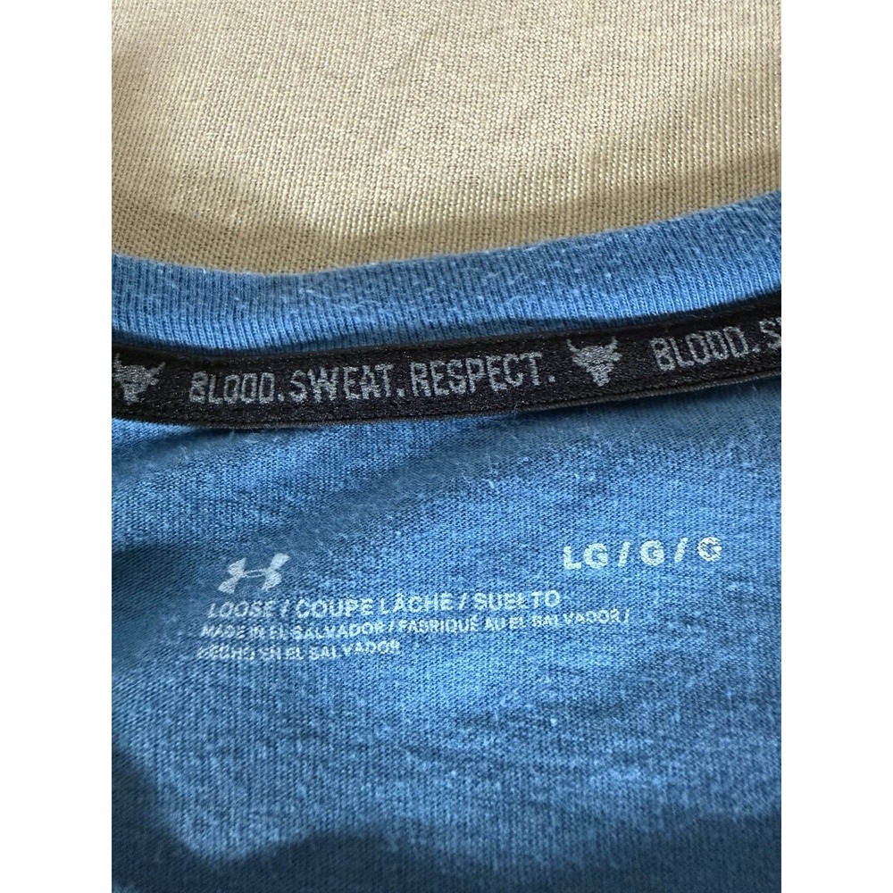 Under Armour Project Rock Shirt Adult Large Blue Get To Work Long Sleeve Mens - Picture 5 of 11
